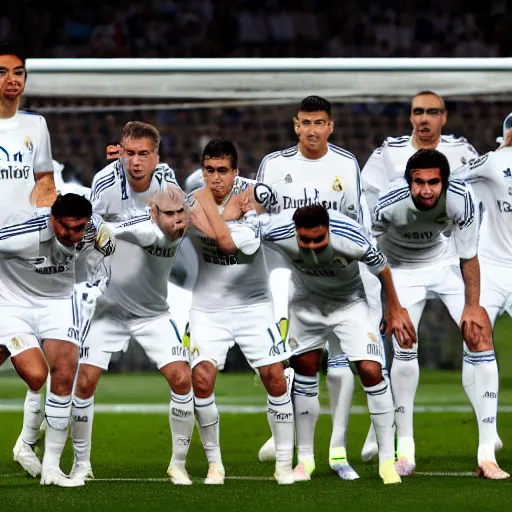 Image similar to real madrid fc team lifting a fax telephone