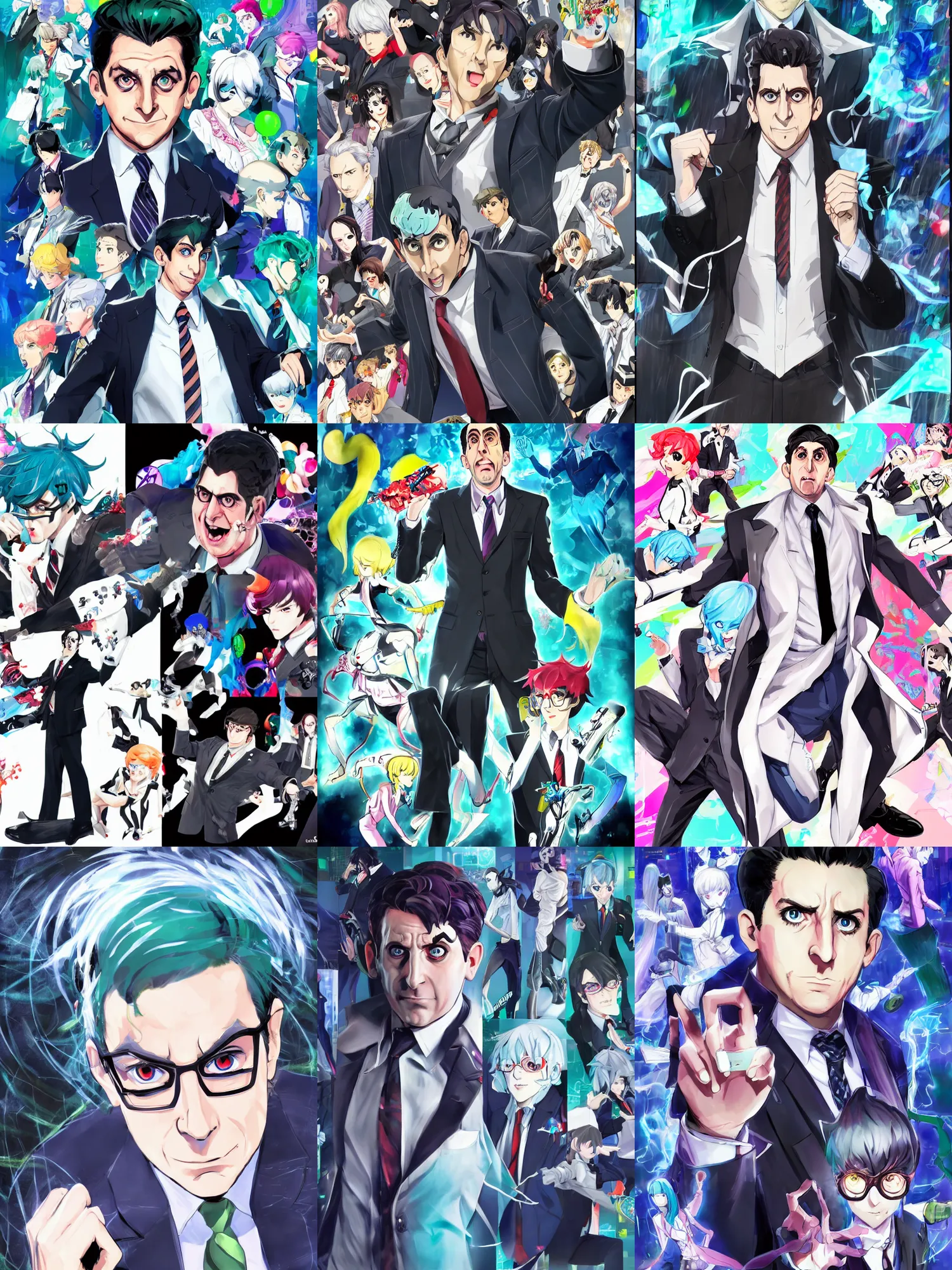 Prompt: a ultradetailed concept art of the fantastic and phantasmagorical persona of michael scott from the office in the style of a persona from the game persona, dynamic lighting, cinematic lighting, dramatic lighting, oil panting, high resolution, 4 k, by shigenori soejima and masayoshi suto