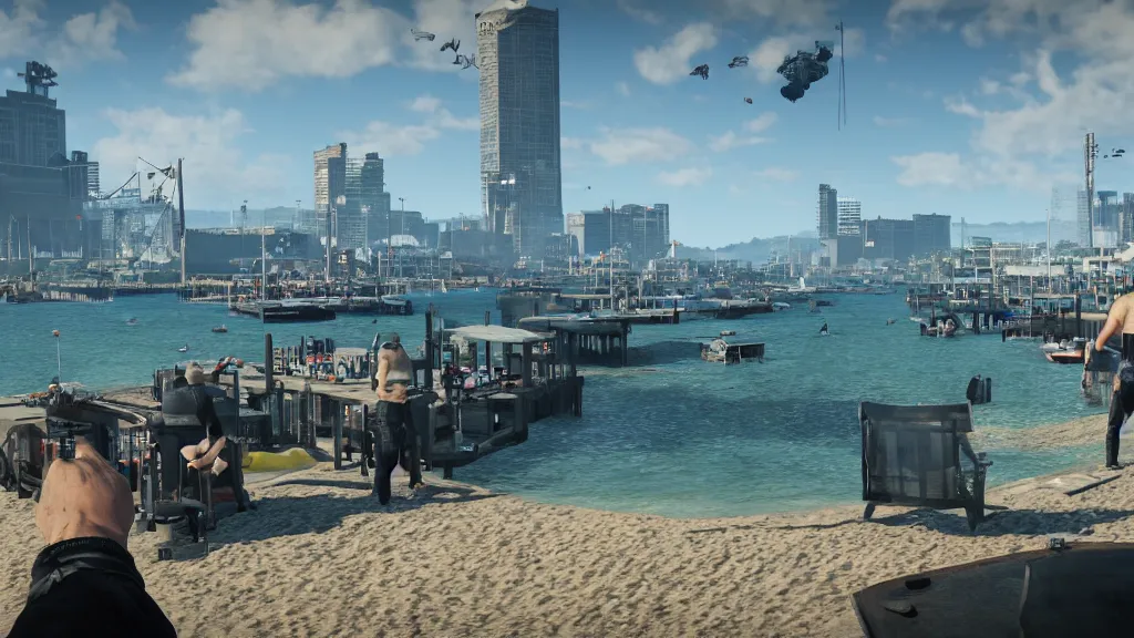 Image similar to Screenshot from Watchdogs at the beach