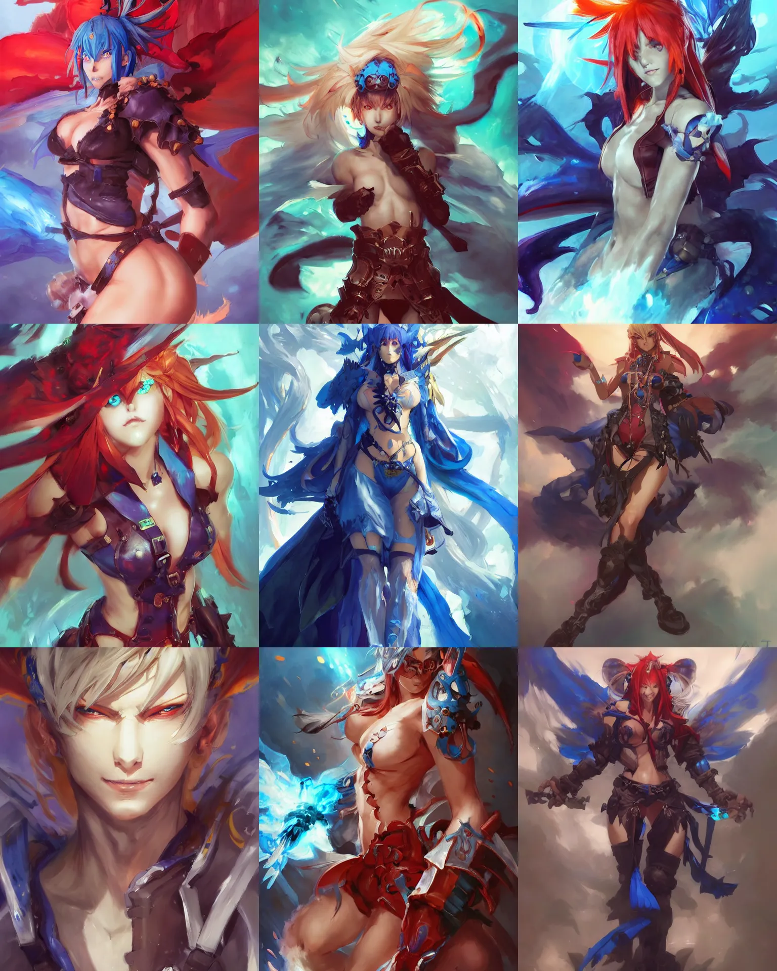 Prompt: portrait of an azure demon fighter!! splash art!! guilty gear strive!!! concept art, artbook, by stanley artgerm lau, wlop, rossdraws, james jean, andrei riabovitchev, marc simonetti, and sakimichan, pixiv, deviantart, trending on artstation c 1 4. 6