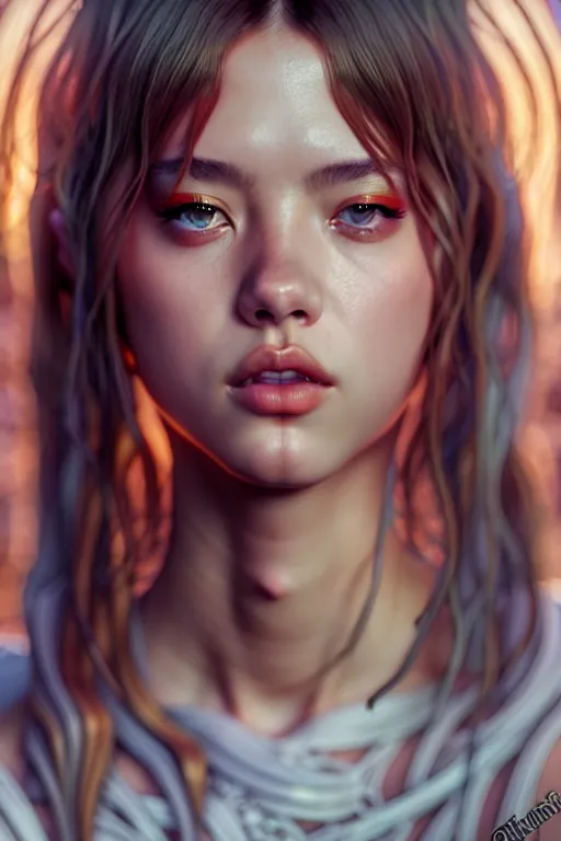 Image similar to beautiful digital painting of lalisa gray background with high detail, 8 k, stunning detail, photo by artgerm, greg rutkowski and alphonse mucha, unreal engine 5, 4 k uhd