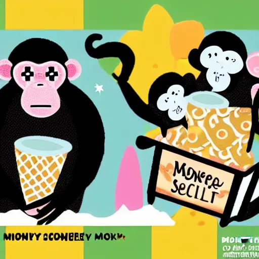 Prompt: monkey ice cream social