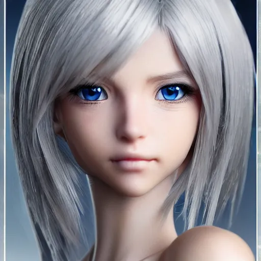 Prompt: UHD photorealistic anime, highly detailed beautiful gorgeous cute innocent young gentle elf princess in final fantasy style +(anatomically correct facial features + (highly detailed = silky blonde hair)+((highly detailed and anatomically correct (realistic and highly detailed + anatomically correct and accurately shaped stunning blue=eyes),highly detailed and anatomically correct nose, highly detailed and anatomically correct lips)))) by Ruan Jia and Fenghua Zhong