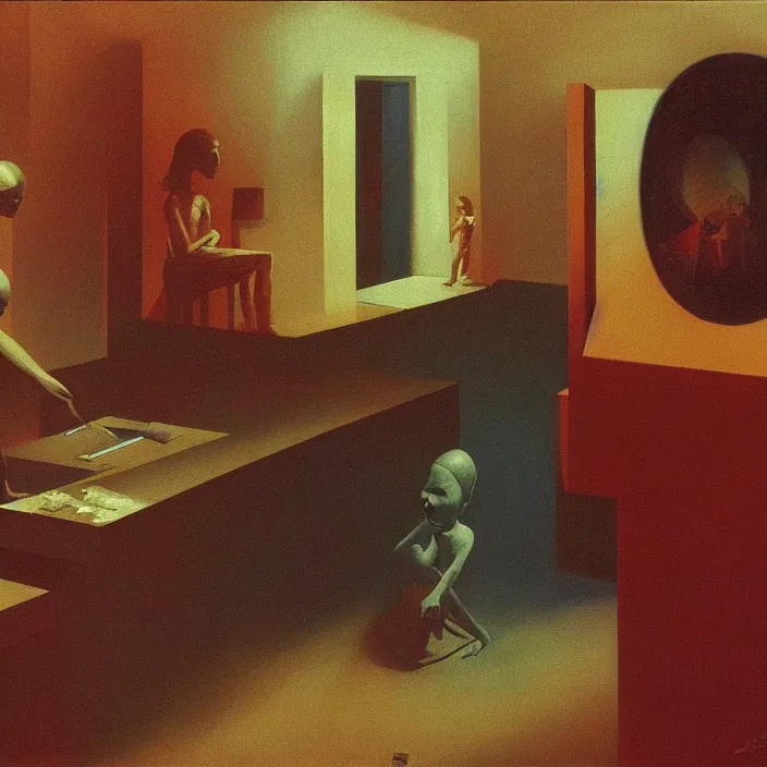 Prompt: family portrait, science fiction, Edward Hopper and James Gilleard, Zdzislaw Beksinski, highly detailed