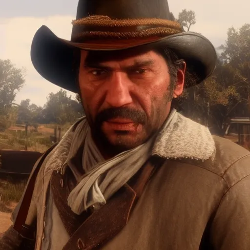 Prompt: Film still of Fausto Silva, from Red Dead Redemption 2 (2018 video game)