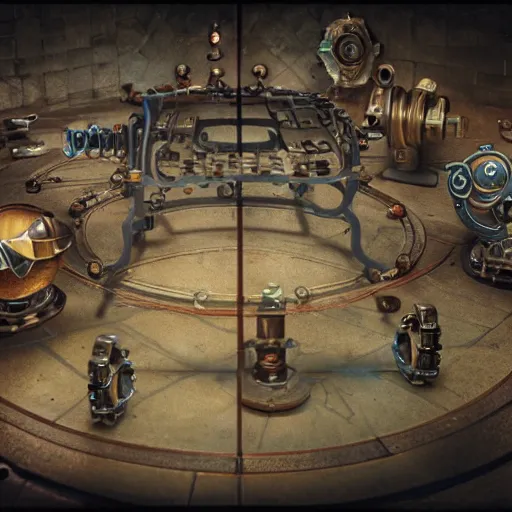 Prompt: hyperrealistic dslr film still of mechanical machine that automates dungeons & dragons board game, stunning 8 k octane comprehensive 3 d render, inspired by istvan sandorfi & greg rutkowski & unreal engine, perfect symmetry, dim volumetric cinematic lighting, extremely hyper - detailed, extremely lifelike attributes & lifelike texture, intricate, masterpiece, artstation, stunning