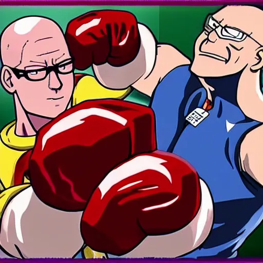 Image similar to Hank hill, one punch man, arm wrestling