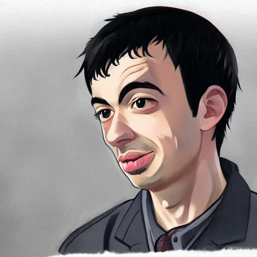 Image similar to Nathan For You, Nathan Fielder, in an anime, drawn by wlop