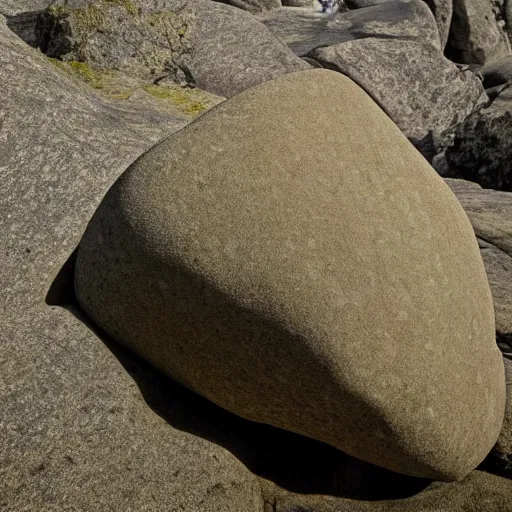 Prompt: a boulder that sorta looks like a face, nature photography