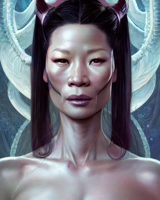 Prompt: beautiful gemini fantasy character portrait, 1 1 yrs old lucy liu kill bill, ultra realistic, wide angle, intricate details, blank background, highly detailed by peter mohrbacher, hajime sorayama, wayne barlowe, boris vallejo, aaron horkey, gaston bussiere, craig mullins