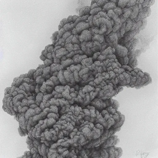 Prompt: grand covered in epic smoke, pen drawing