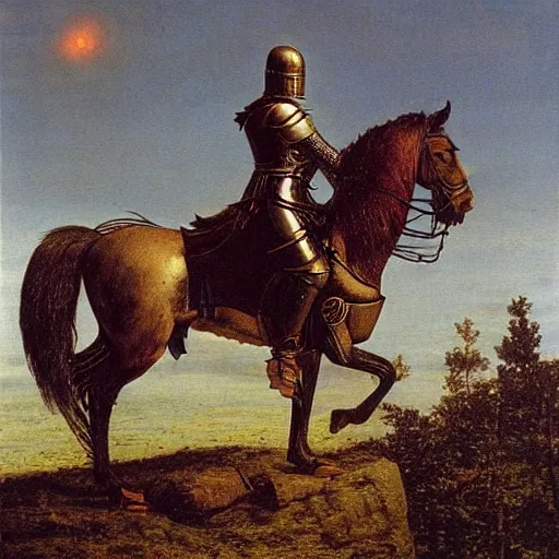 Prompt: a knight in shining armor by Caspar David Friedrich