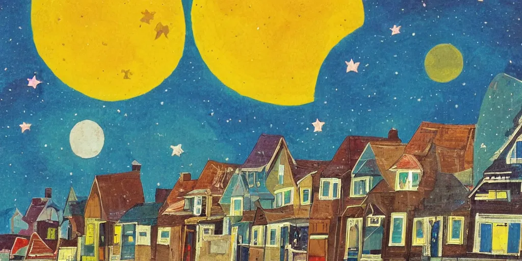 Prompt: a street with houses on the moon