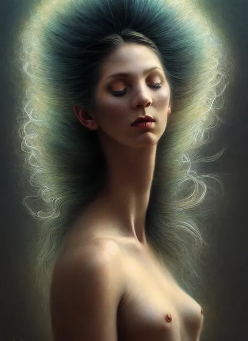 Image similar to dancing woman exploding to sponce, spores, pollum, aesthetic, fine art, intricate, elegant, highly detailed, realistic hair, centered, digital painting, art station, conceptual art, soft, sharp focus, illustration, artwork, artgerm, tomasz alen kopera, peter mohrbacher, donato giancola, wlop, boris vallejo