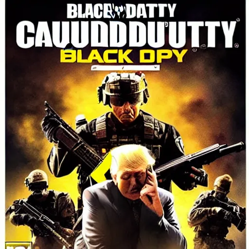 Image similar to Donald Trump on the call of duty black ops 2 cover art