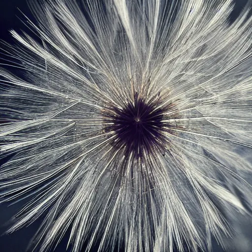 Prompt: an old grainy photograph of a volcanic dandelion underwater