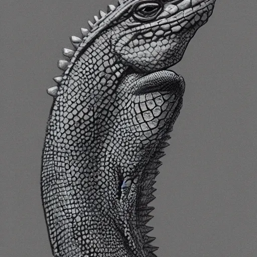 Prompt: a portrait of a lizard - person, reptilian, scales, photorealistic