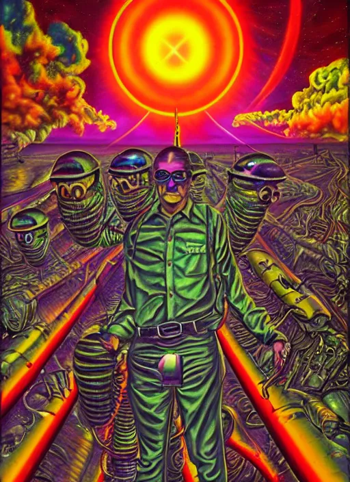 Image similar to subgenius, x - day, aliens, ufos, weird stuff, occult stuff, colorful, extremely detailed, hyperrealism, dramatic lighting