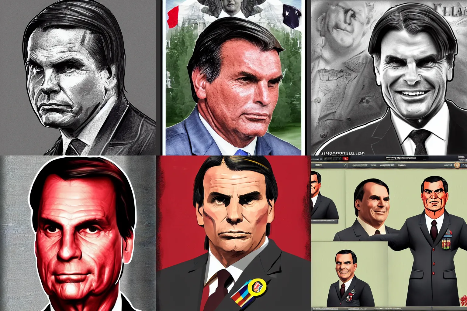 Prompt: Jair Bolsonaro portrait in Hearts of Iron, Hearts of Iron style, simple, concept art