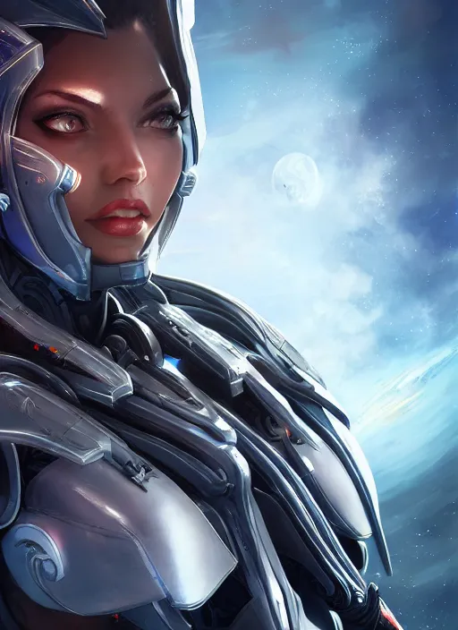 Image similar to photo of a cyborg girl on a space ship, warframe armor, beautiful face, scifi, professionally color graded, interesting angle, sharp focus, 8 k high definition, insanely detailed, intricate, innocent, art by stanley lau and artgerm