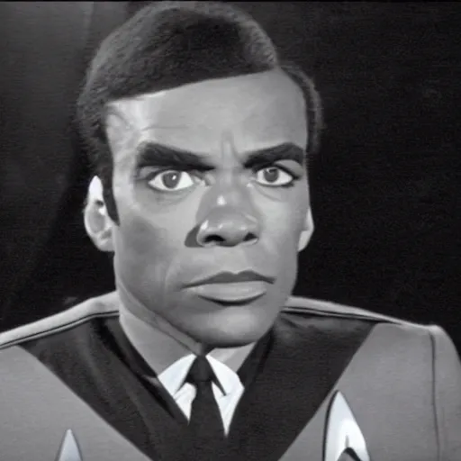 Image similar to a film still of keenan thompson in star trek 1 9 6 6 realistic, detailed, wearing suit