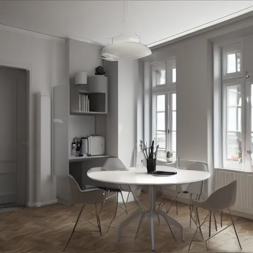 Prompt: 3 d render of a swedish apartment by johannes lindqvist