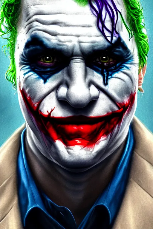 Prompt: ultra detailed close up facial portrait of the joker from heath ledger, extremely detailed digital painting, in the style of fenghua zhong and ruan jia and jeremy lipking and peter mohrbacher, mystical colors, rim light, beautiful lighting, 8 k, stunning scene, raytracing, octane, trending on artstation