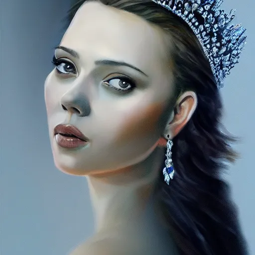 Prompt: portrait painting scarlett johannson wearing a crown, detailed, artstation, trending, detailed