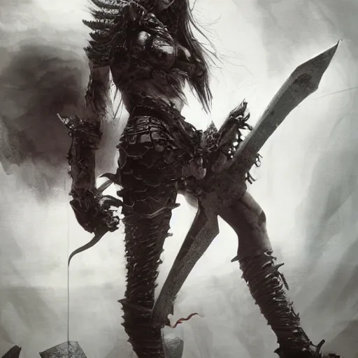 Image similar to Beautiful viking princess of the world fighting a toothy monster on a battlefield of destruction by Tsutomu Nihei, by Emil Melmoth, by stuz0r, Craig Mullins, yoji shinkawa, cross, artstation, peter morbacher, young, very attractive, pretty face, hyper detailed, very detailed, rendering by octane, shallow depth of field, uplight