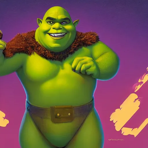 Image similar to lofi portrait of shrek as shehulk, pixar style, by tristan eaton stanley artgerm and tom bagshaw.