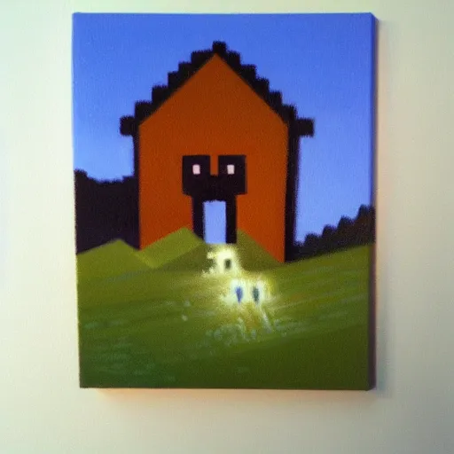 Image similar to minecraft, oil painting