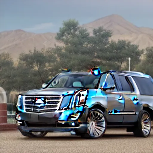 Prompt: A Cadillac Escalade fused with a GMC Yukon, angular body