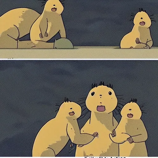 Image similar to capybara scene from the movie spirited away by hayao miyazaki, studio ghibli, animated movie, anime, beautiful animation, illustration