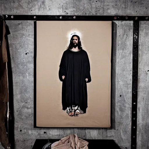 Image similar to jesus in jerry lorenzo streetwear by nicola samori