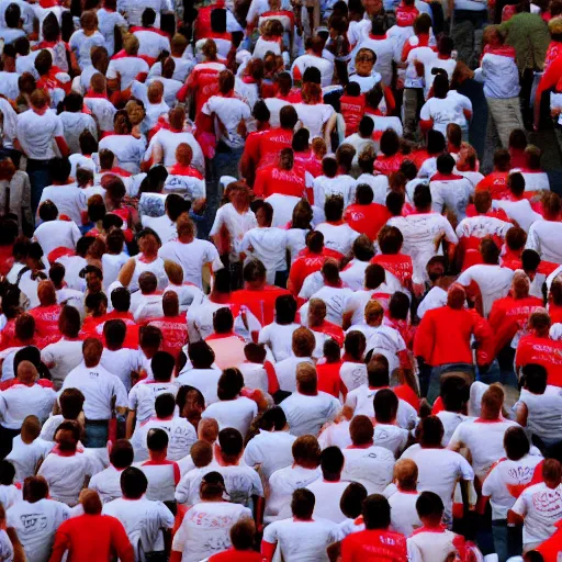 Image similar to the running of the bob rosses screaming in pamplona spain