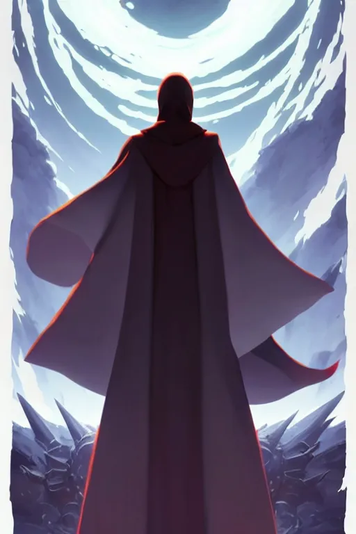 Prompt: video game cover, small grim reaper dressed with a cape surrounded by demons, mid view, design on a white background, by studio muti, greg rutkowski makoto shinkai takashi takeuchi studio ghibli