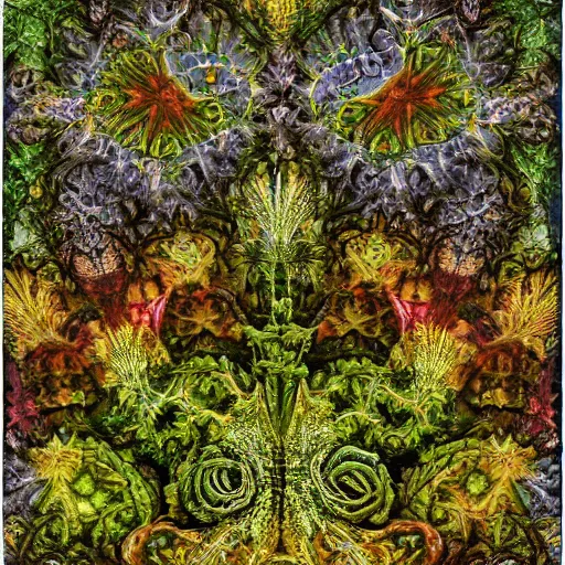 Prompt: a hyperdetailed fractal moss, depth, psychedellic