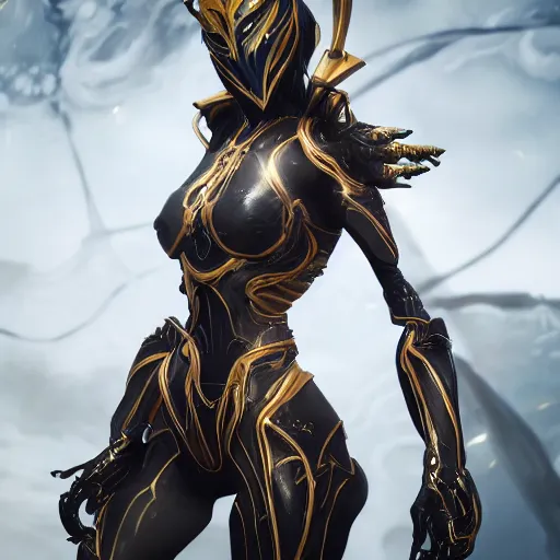 Image similar to highly detailed exquisite stunning fanart, of a beautiful female warframe, elegant pose, epic cinematic shot, DeviantArt, high quality artstation, HD octane render