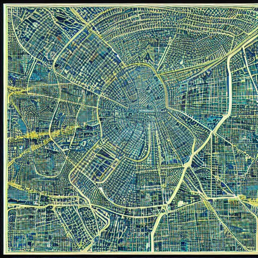 Image similar to very detailed and intricate grotosque jakarta map