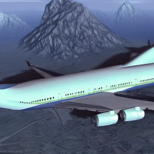 Prompt: Boeing 747 in skyrim