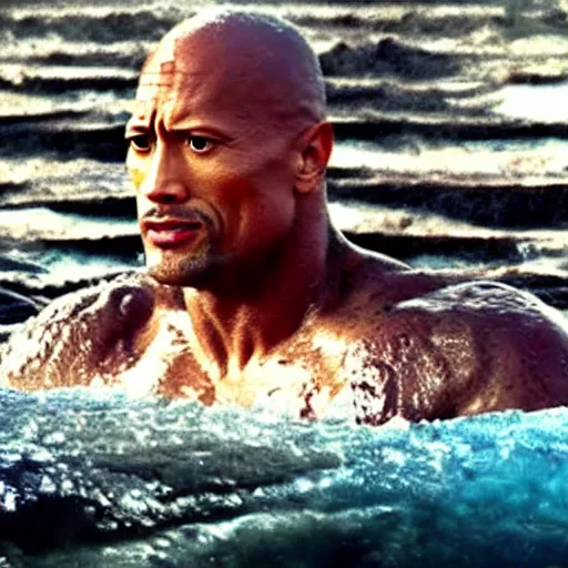 Image similar to Dwayne Johnson in water world 4K quality super realistic