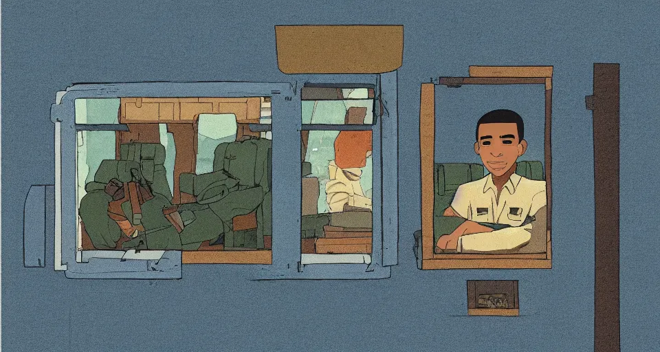 Image similar to a cozy military barack with an overgrown window, studio Ghibli style, golden hour