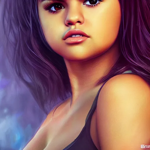 Image similar to photorealistic digital painting of selena gomez as celery, hd, artstation, 4 k wallpaper