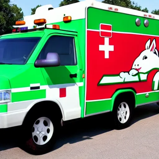 Image similar to big chungus, anthropomorphic ambulance shaped like big chungus, high resolution photo