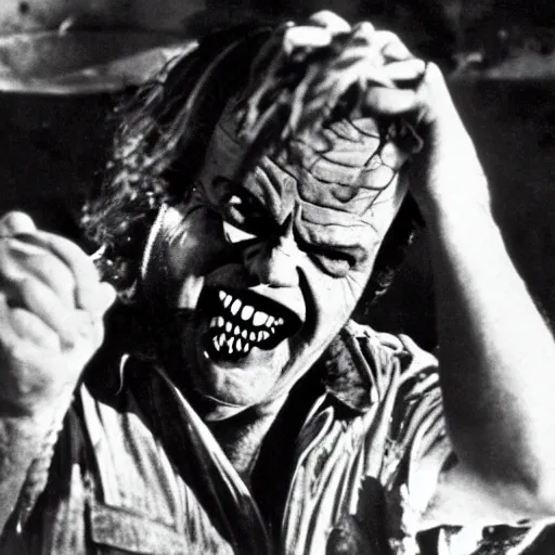 Prompt: jack nicholson playing leatherface in texas chainsaw