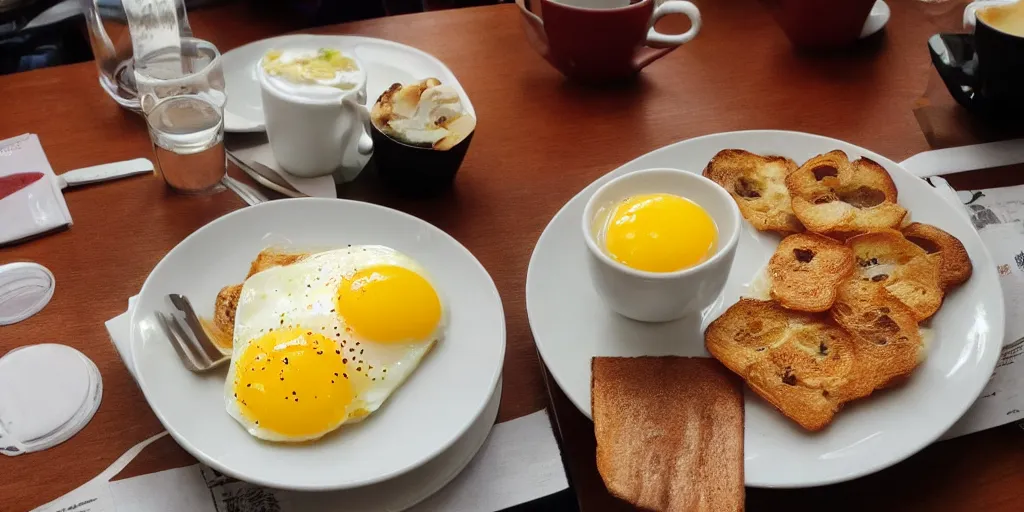 Image similar to photo of breakfast, close - up, low saturation, diffuse light, feels like everyday life