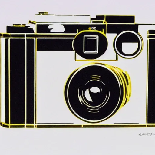 Prompt: Leica rangefinder camera on white background, painted by Syd Mead