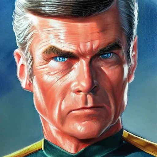 Image similar to captain pike from star trek. realistic concept art painting,