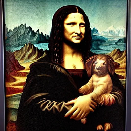 Image similar to Post Malone as the Mona Lisa, made by Leonardo da Vinci