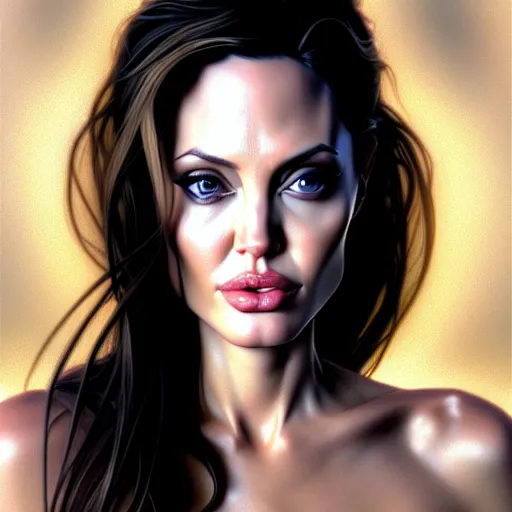 Image similar to beautiful digital painting of angelina jolie background with high detail, 8 k, teen, young, stunning detail, photo by artgerm, greg rutkowski and alphonse mucha, unreal engine 5, 4 k uhd